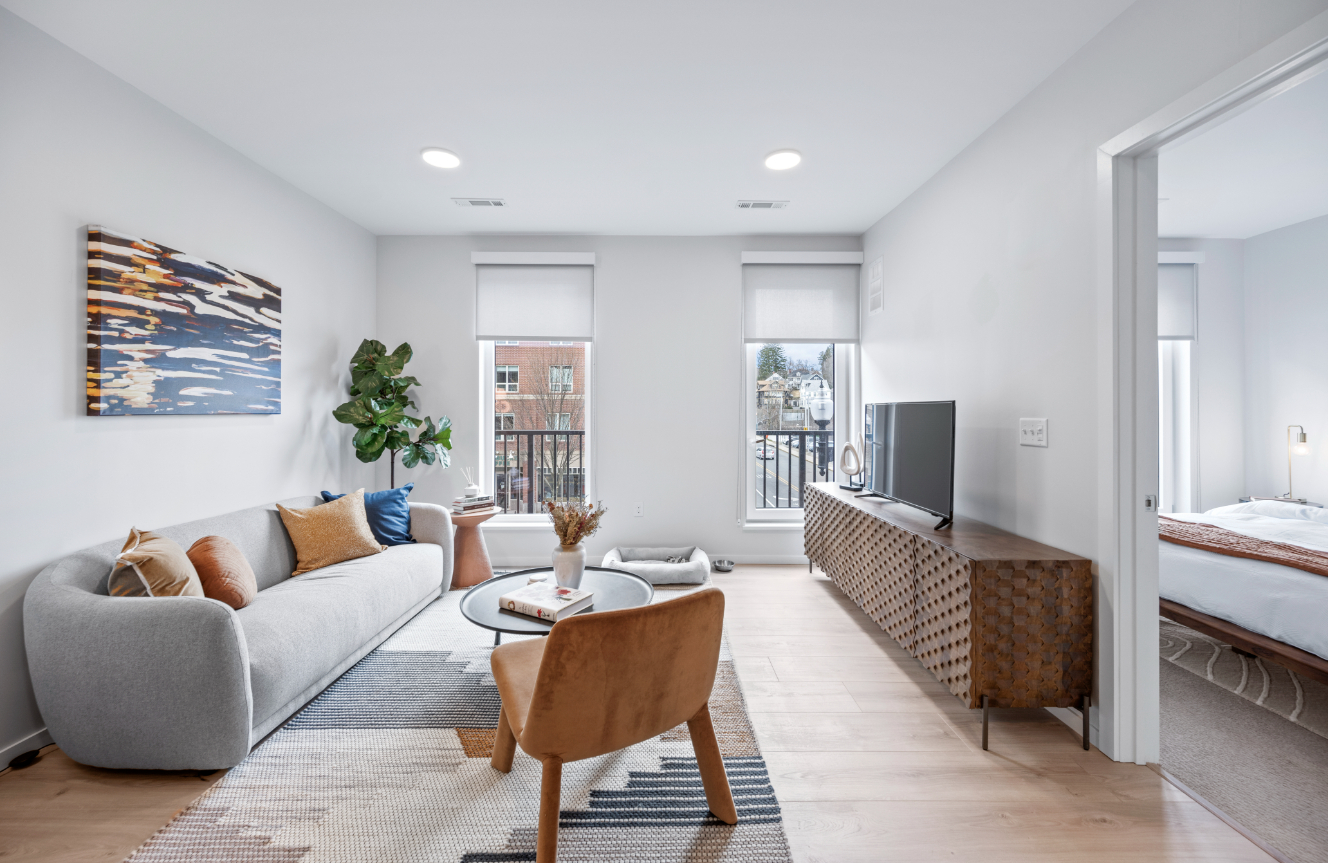 Modern living area with ample natural light.